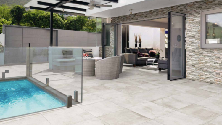 outdoor space with del conca pavers